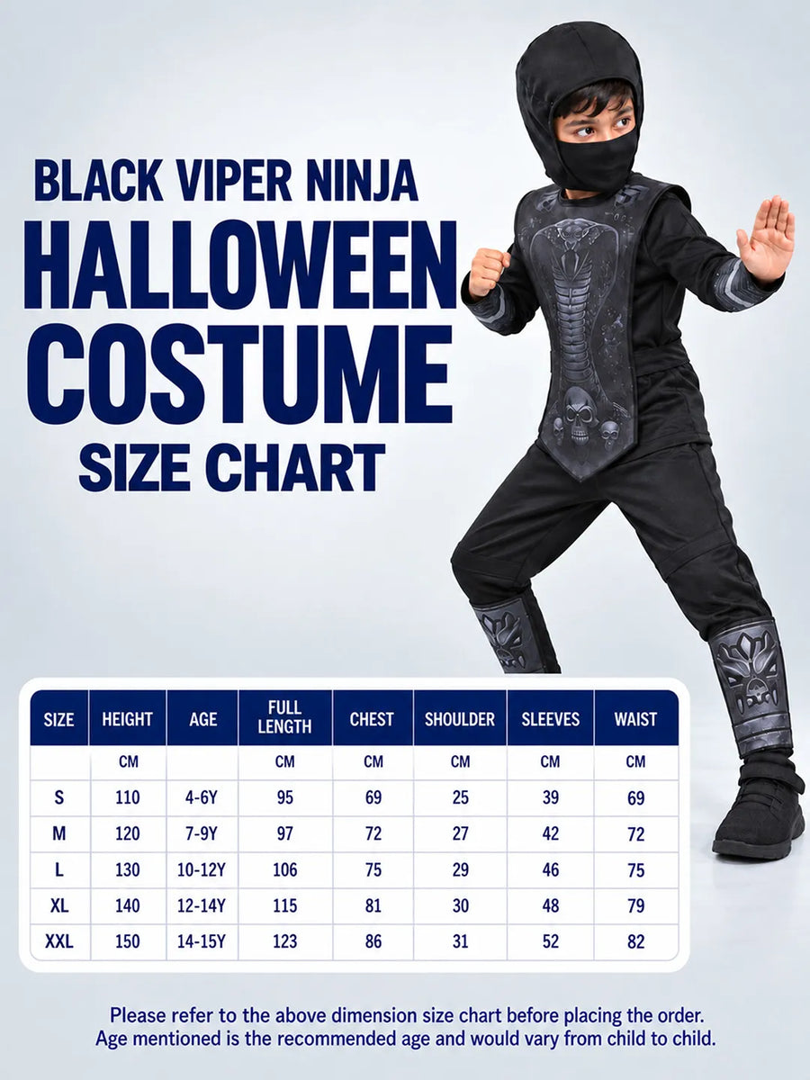 Black Viper Ninja, Kids Halloween Costume Fancy Dress Up