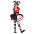 Little Surprise Box, Black & White checkered Joker Jester, Kids Halloween Costume Dress Up-4-6Y