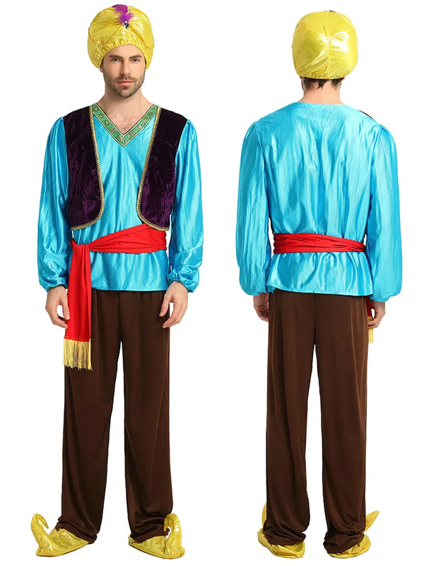 Aladdin Blue and Brown Adults Halloween Costume Fancy Dress Up