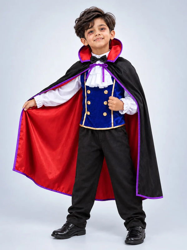 Black & Blue Coat Vampire, Kids Halloween Costume Fancy Dress Up