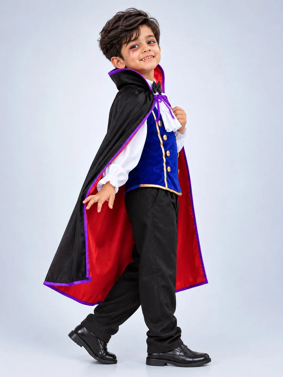Black & Blue Coat Vampire, Kids Halloween Costume Fancy Dress Up