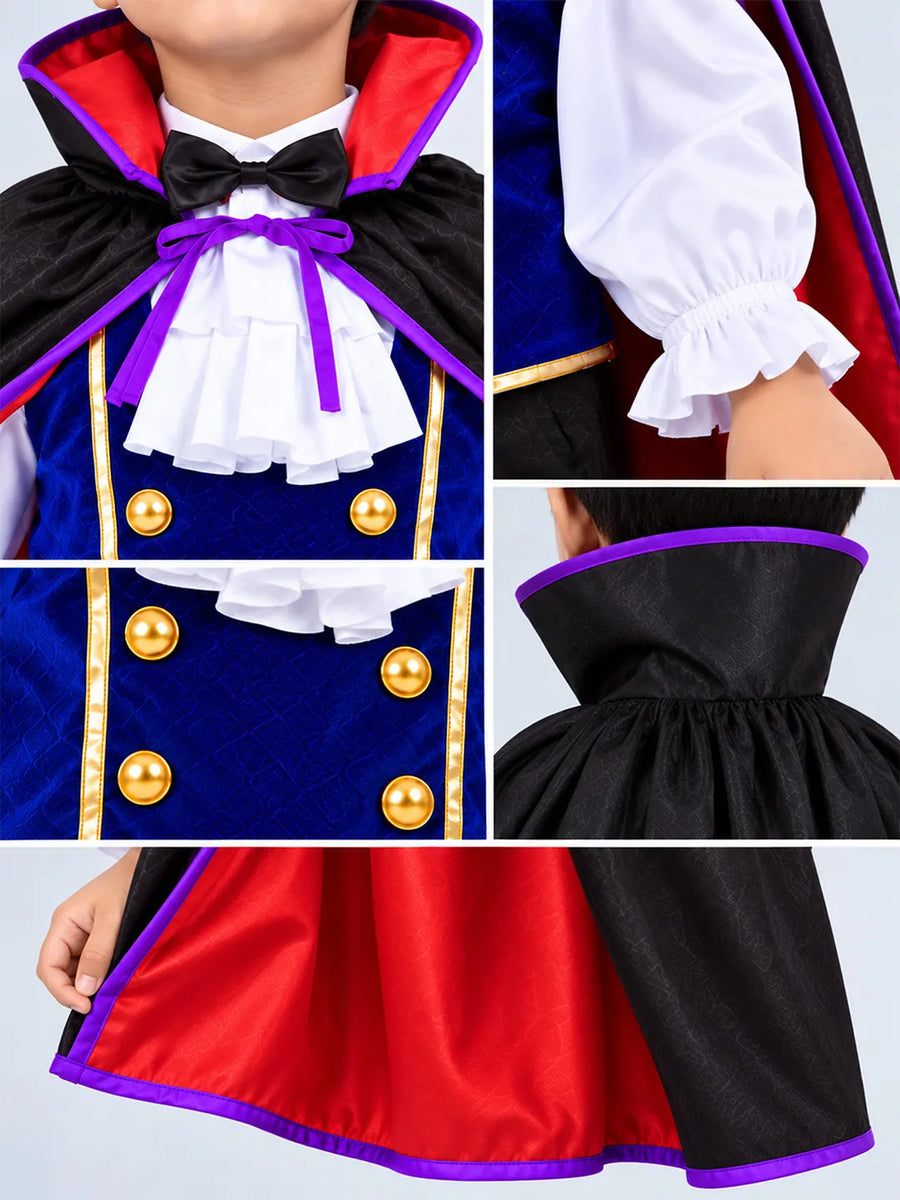Black & Blue Coat Vampire, Kids Halloween Costume Fancy Dress Up