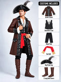 Classic Carribean Pirate, Adult Halloween Costume Fancy Dress Up