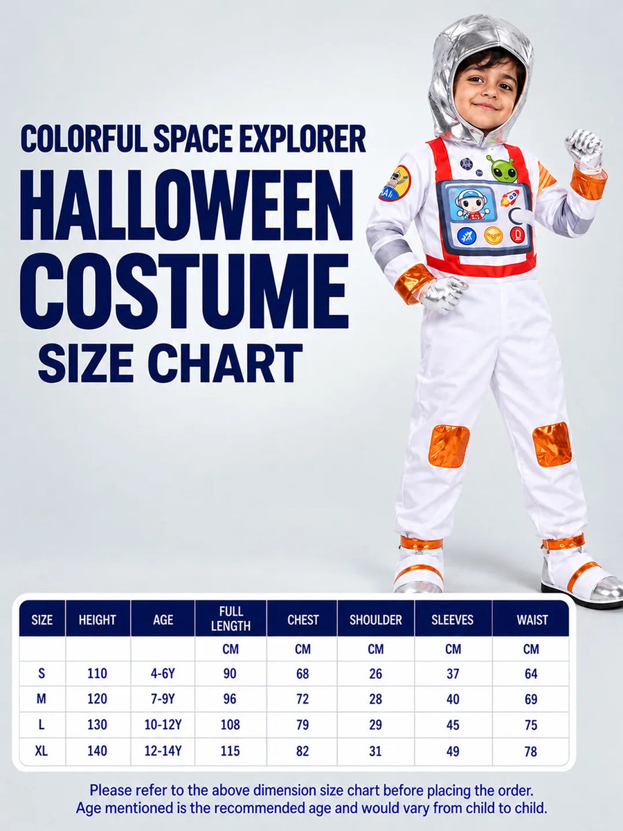 Colorful Space Explorer, Kids Halloween Costume Fancy Dress Up