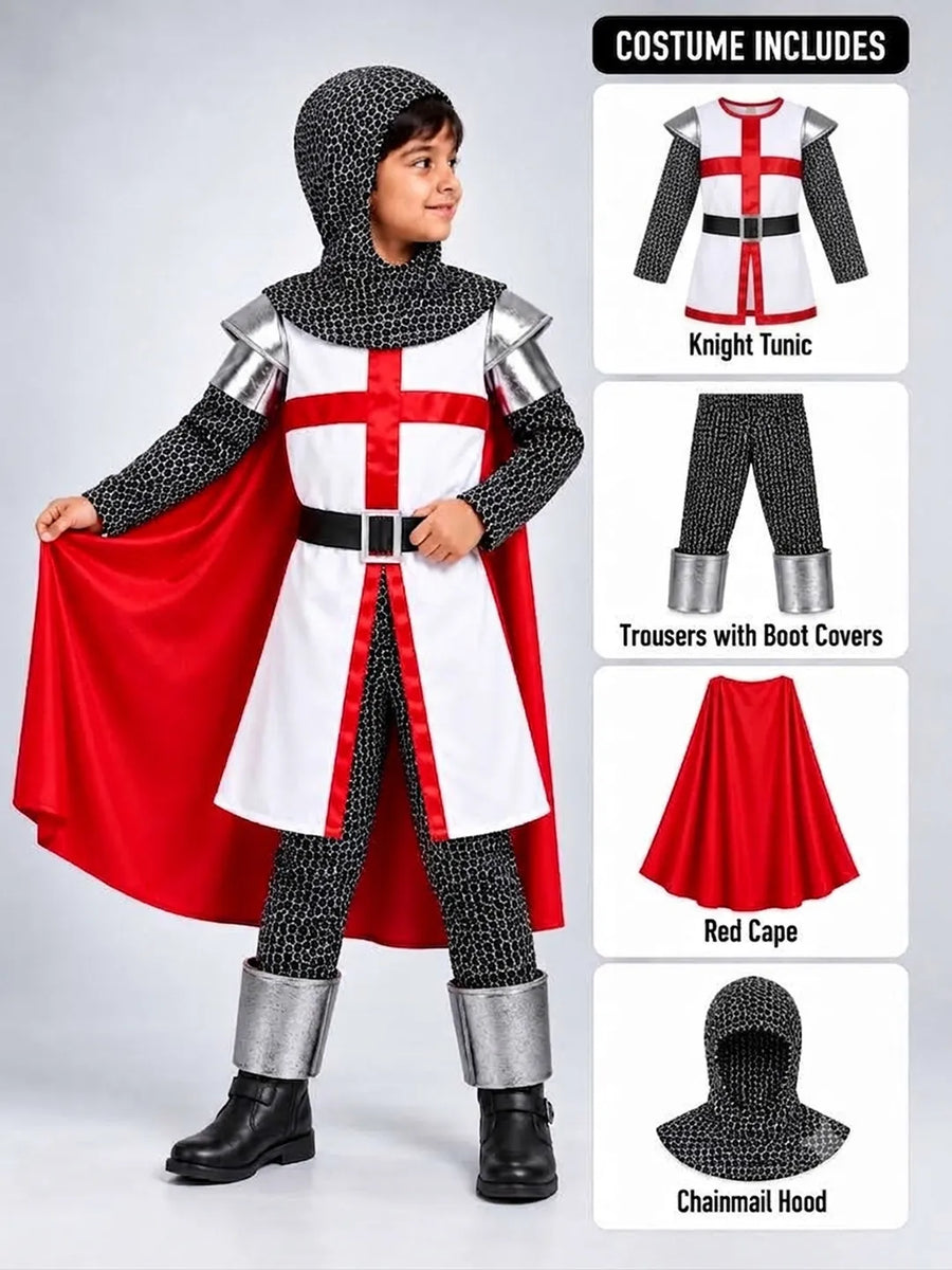Medieval Crusader Knight Boys, Kids Halloween Costume Fancy Dress Up