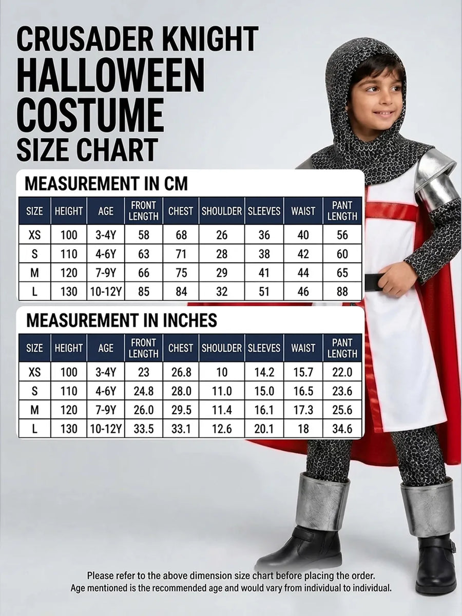 Medieval Crusader Knight Boys, Kids Halloween Costume Fancy Dress Up