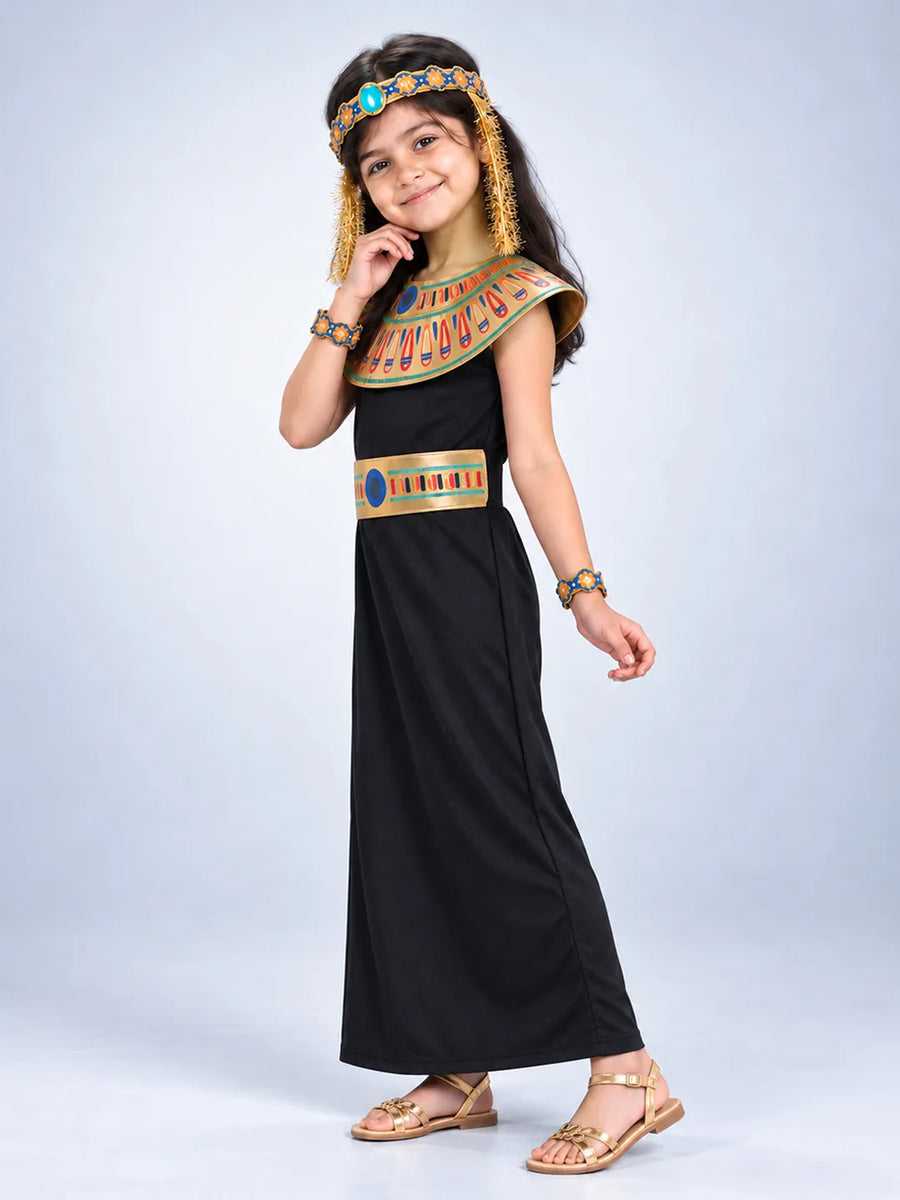 Black & Gold Egyptian Pharaoh Girl, Kids Halloween Costume Fancy Dress Up