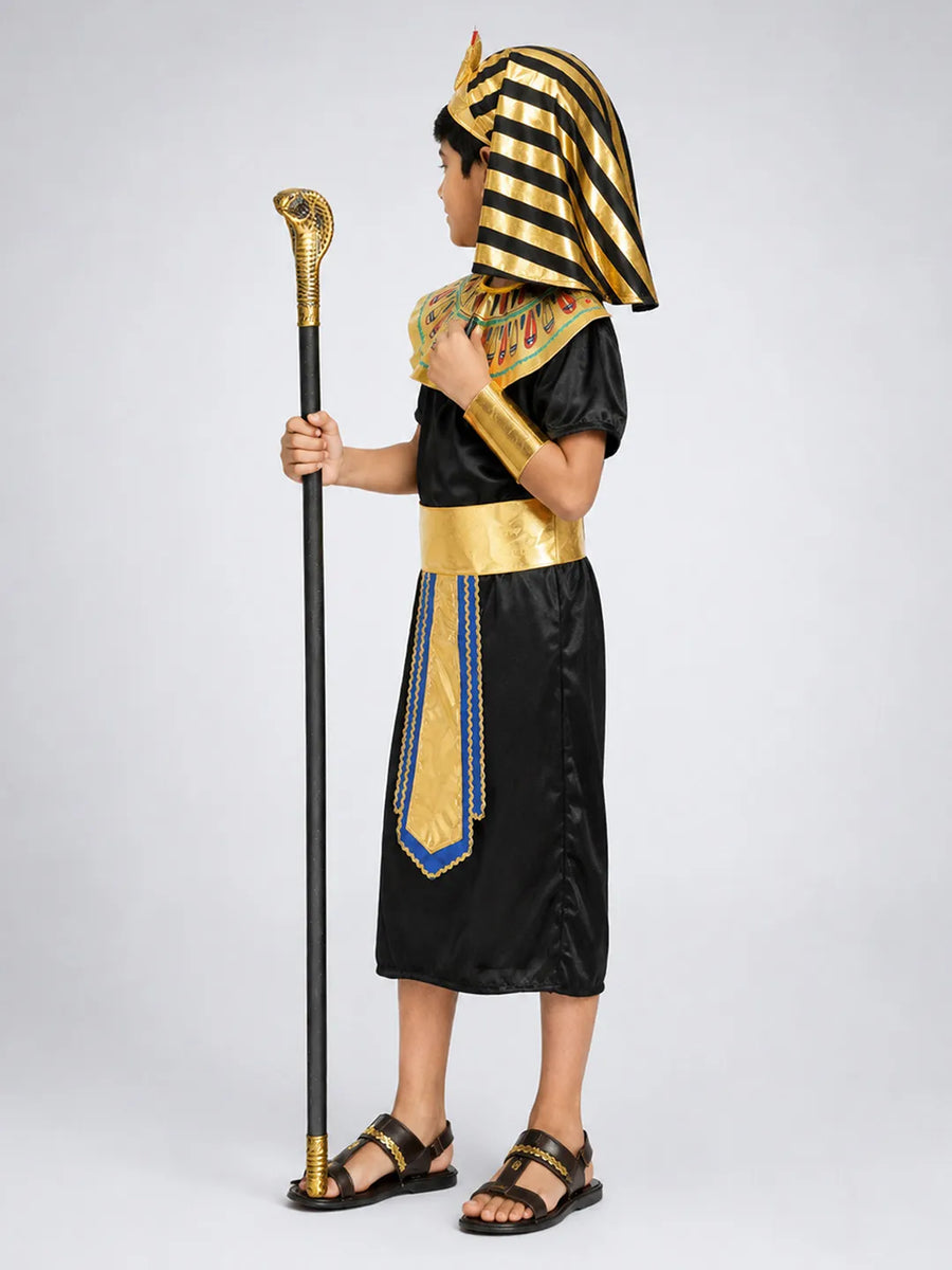 Black & Gold Egyptian Pharaoh Boy, Kids Halloween Costume Fancy Dress Up