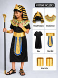 Black & Gold Egyptian Pharaoh Boy, Kids Halloween Costume Fancy Dress Up