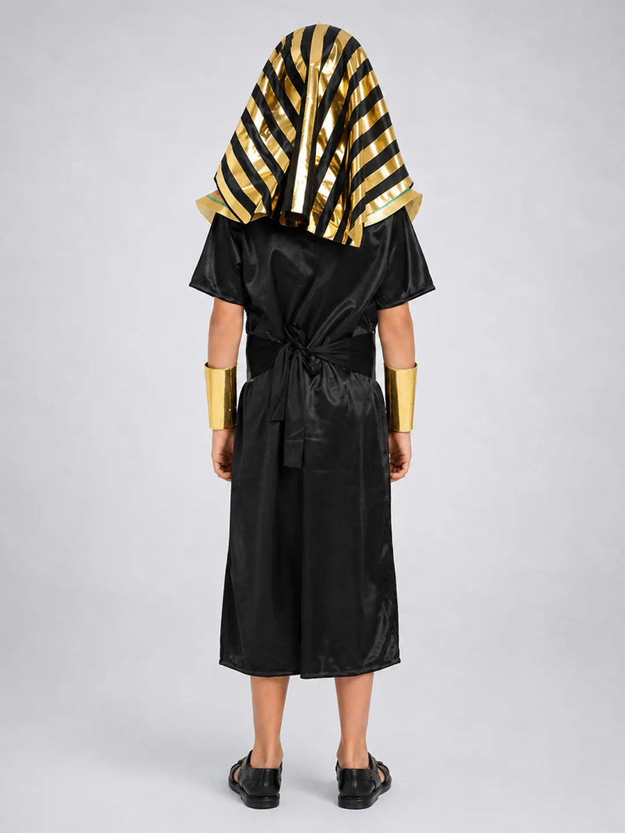 Black & Gold Egyptian Pharaoh Boy, Kids Halloween Costume Fancy Dress Up