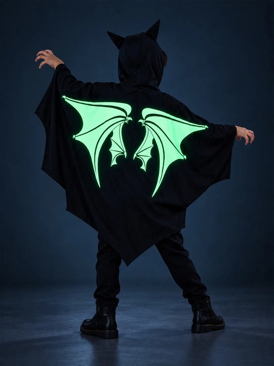 Luminous Ghost Bat cape style Cloak, Kids Halloween Costume Fancy Dress Up