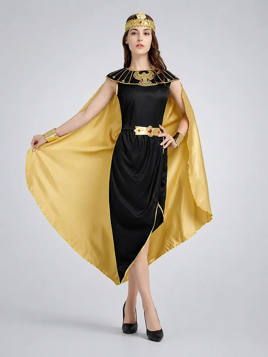 Gold & Black Roman Queen Adults Halloween Costume Dress Up