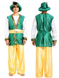 Aladdin Gold and Green Adults Halloween Costume Fancy Dress Up