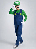 Super Brother Green Plumber Adult Halloween Costume Fancy Dress Up
