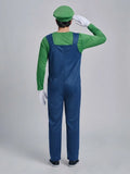 Super Brother Green Plumber Adult Halloween Costume Fancy Dress Up