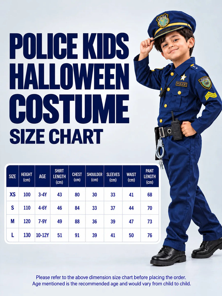 Police Kids Halloween Costume Fancy Dress Up