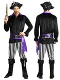 Purple & Black Pirate Adult Halloween Costume Fancy Dress Up
