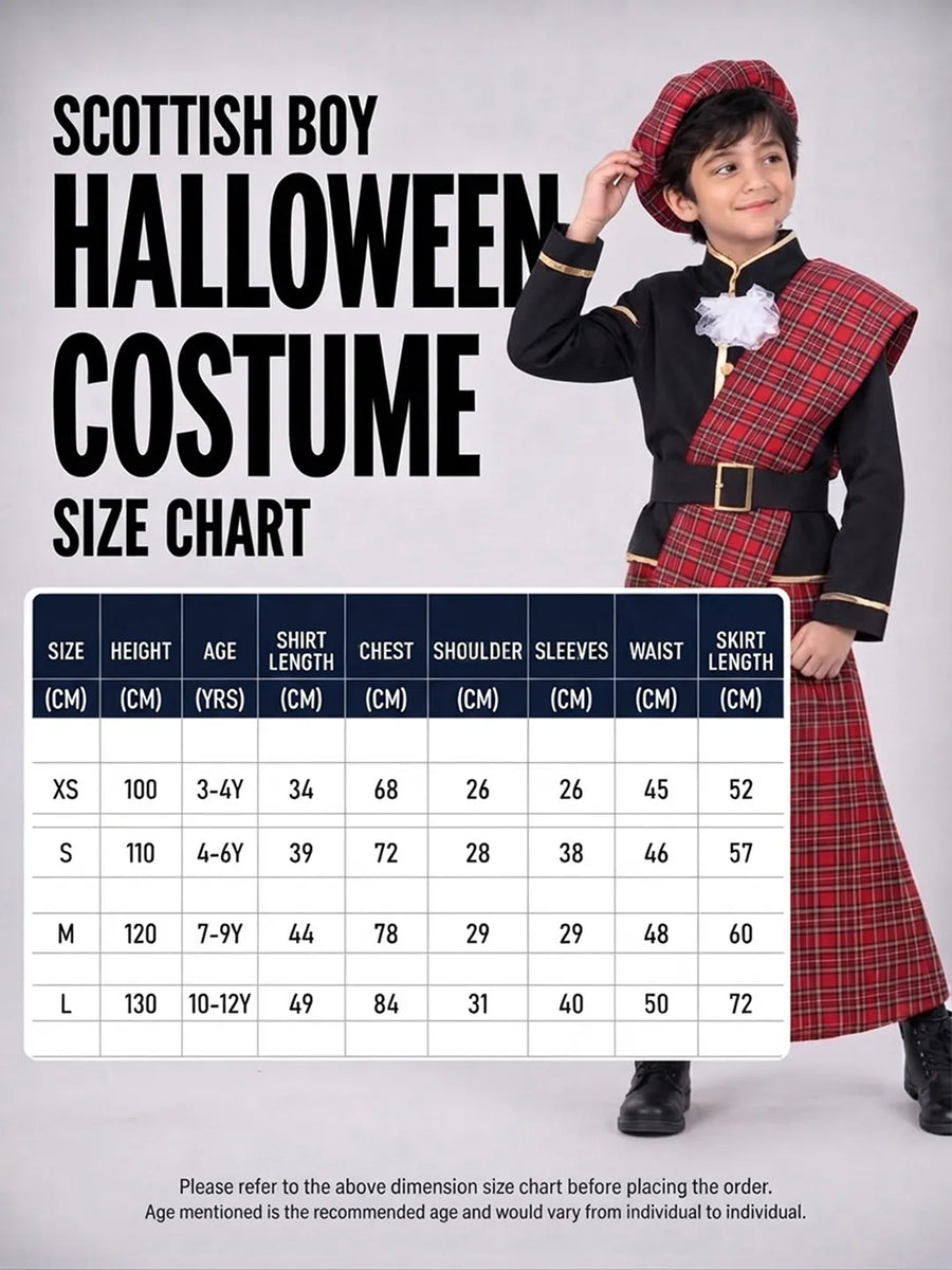 Traditional Scottish Citizen, Kids Halloween Costume Fancy Dress Up