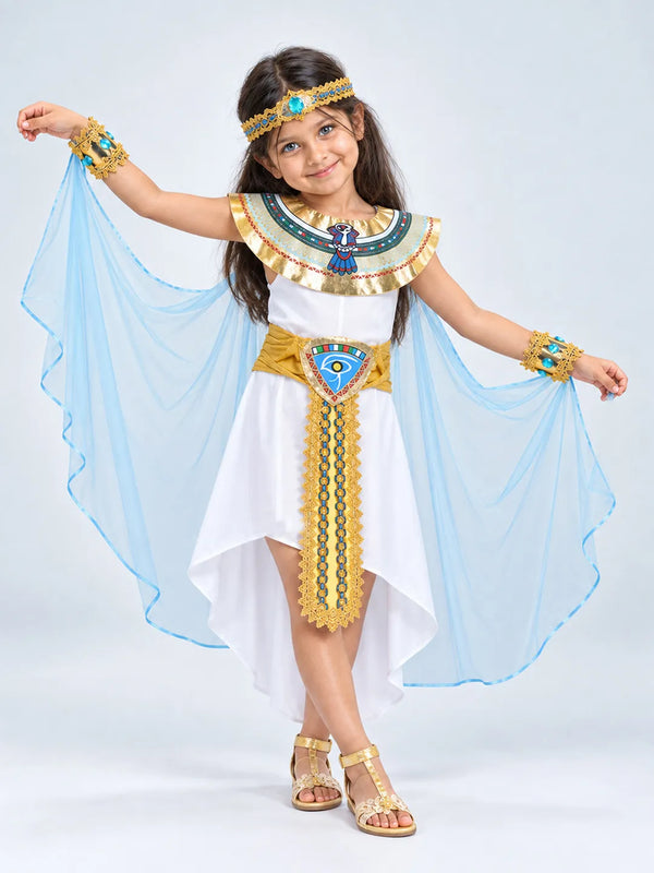 White & Gold Nile Girl, Kids Halloween Costume Fancy Dress Up
