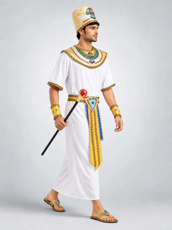White Egyptian Pharaoh King Adult Halloween Costume Fancy Dress Up