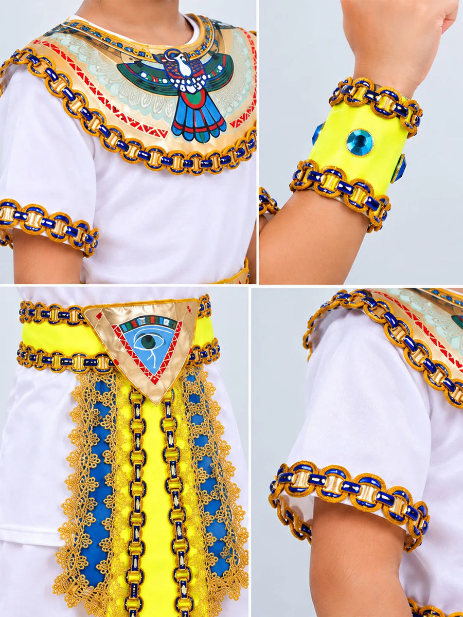 White Egyptian Pharaoh Prince, Kids Halloween Costume Fancy Dress Up