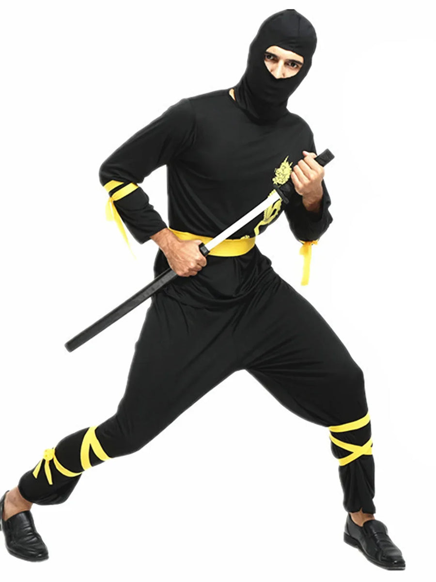 Yellow Dragon Ninja Adults Halloween Costume Fancy Dress Up