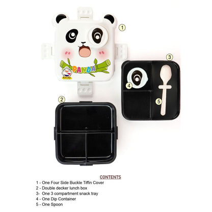 Little Surprise Box, Black Panda 2 decker Lunch Box for Kids