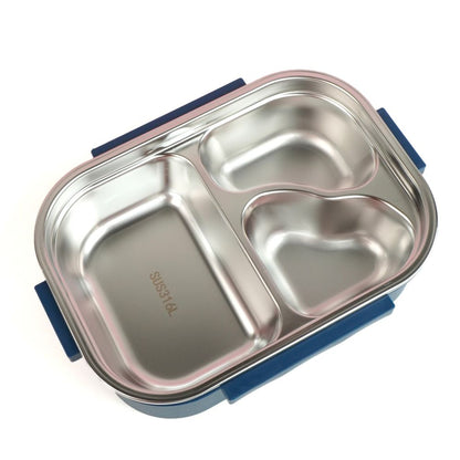 Little Surprise Box, Blue Lunch Time 2 pcs Stainless Steel Kids Lunch Box with matching Lunch Bag