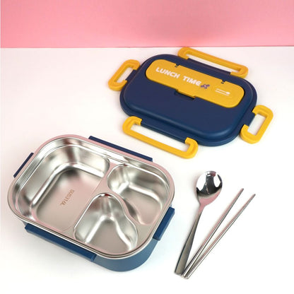 Little Surprise Box, Blue Lunch Time 2 pcs Stainless Steel Kids Lunch Box with matching Lunch Bag