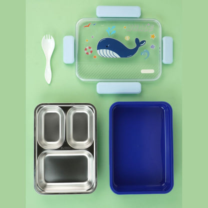 Little Surprise Box, Blue Whale Big Size Stainless Steel Kids Lunch Box