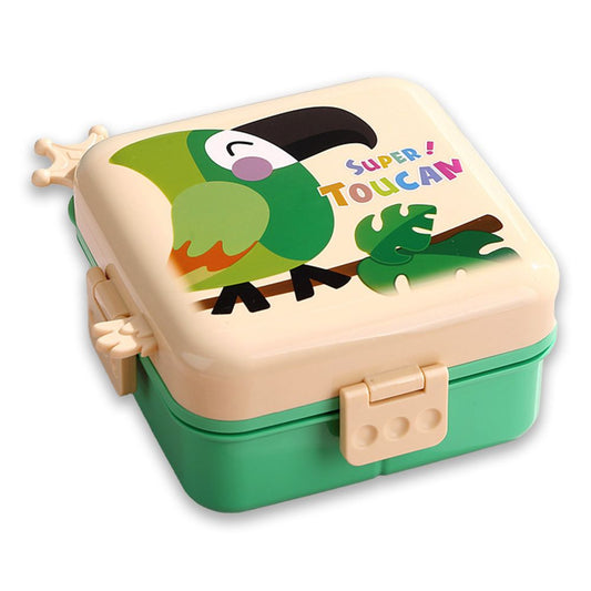 Little Surprise Box, Cream Toucan 2 decker Tiffin/Lunch and Snack Box for Kids