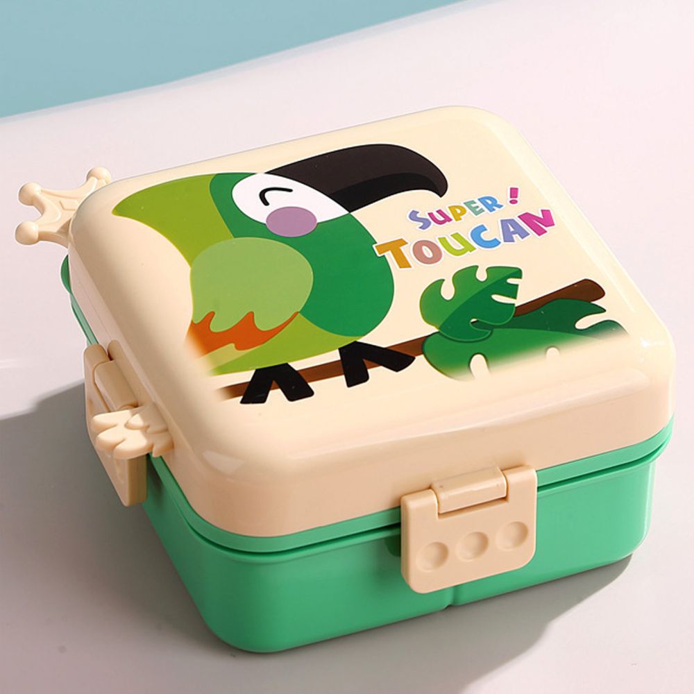 Little Surprise Box, Cream Toucan 2 decker Tiffin/Lunch and Snack Box for Kids
