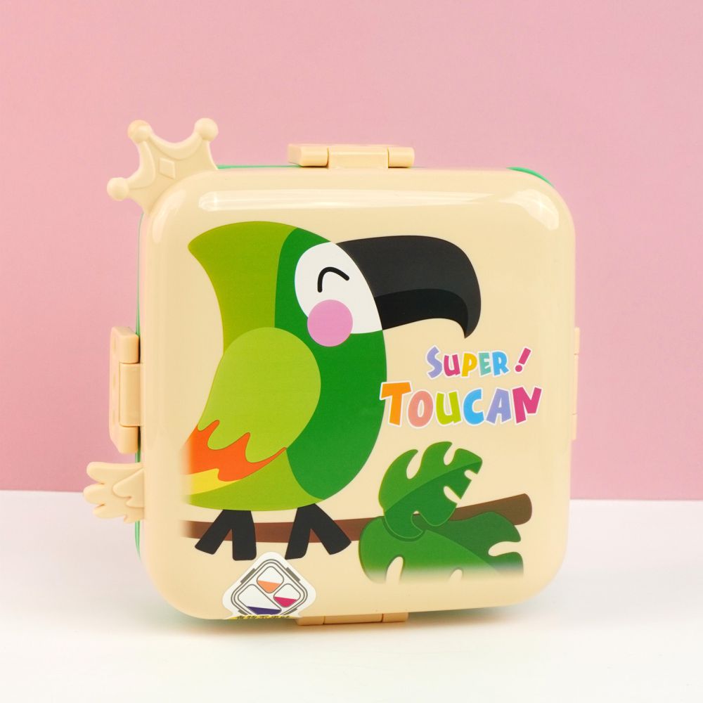 Little Surprise Box, Cream Toucan 2 decker Tiffin/Lunch and Snack Box for Kids