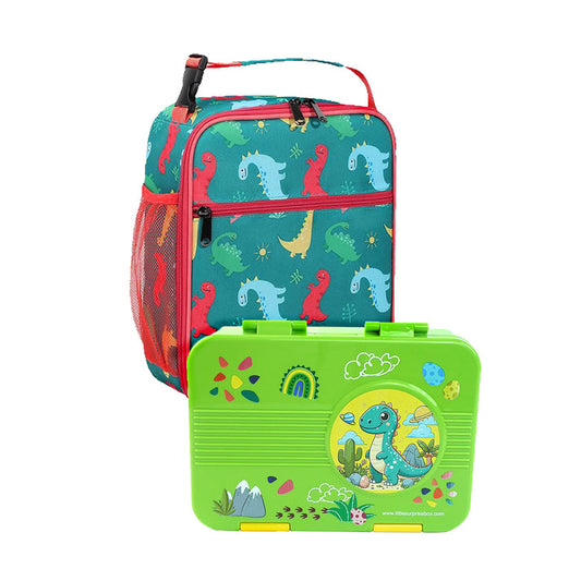Little Surprise Box, 2 pcs Dino LunchBag & Bento Lunch box for Kids