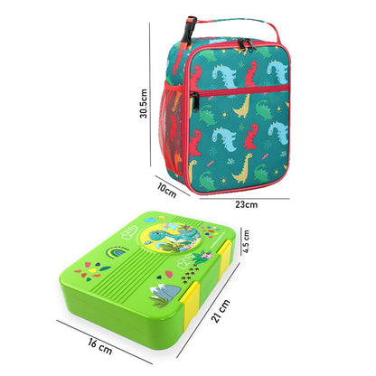 Little Surprise Box, 2 pcs Dino LunchBag & Bento Lunch box for Kids