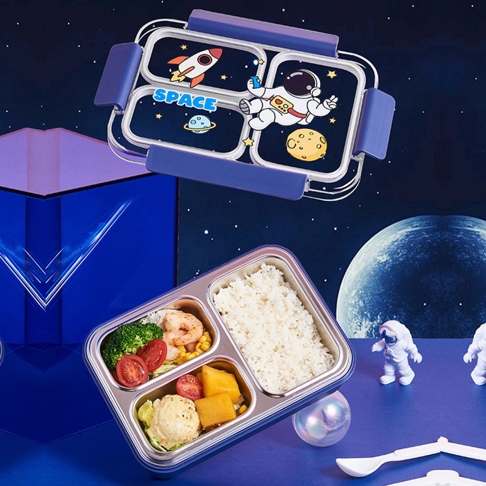 Little Surprise Box, Floating Astronaut Blue Stainless Steel Kids Lunch Box