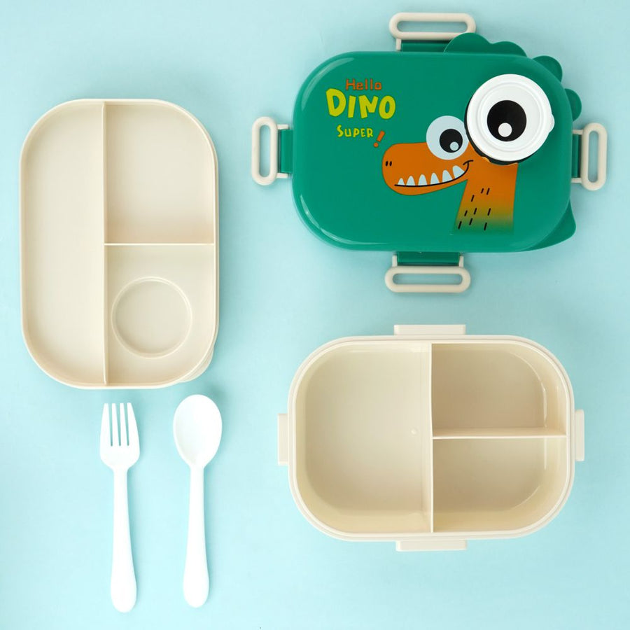 Little Surprise Box, Green Big Eye Dino 2 decker Lunch Box for Kids