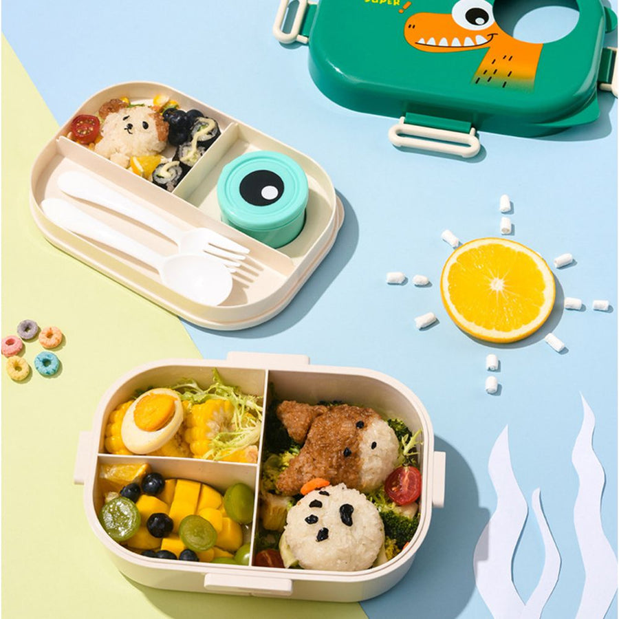 Little Surprise Box, Green Big Eye Dino 2 decker Lunch Box for Kids