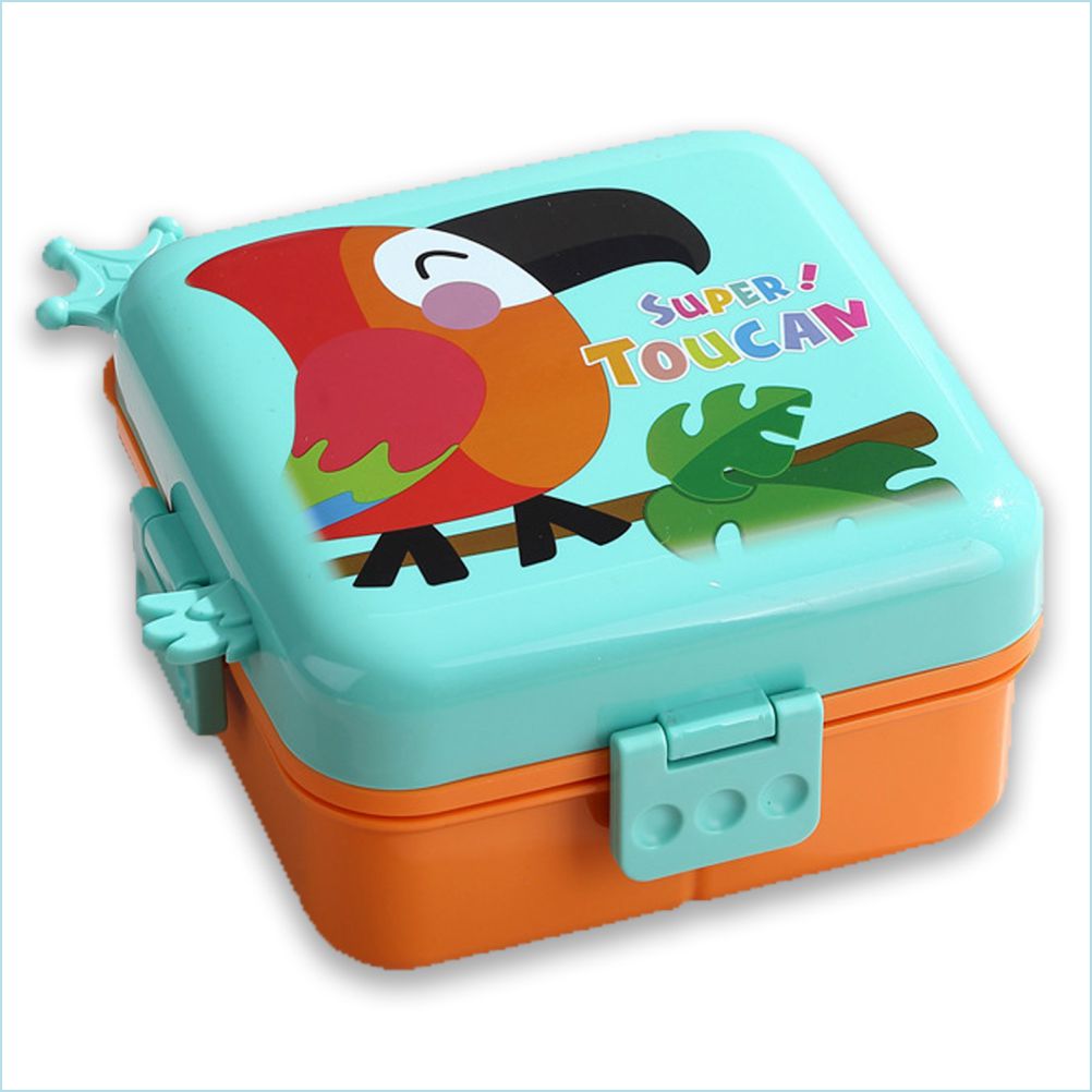 Little Surprise Box, Orange Toucan 2 decker Tiffin/ Lunch and Snack Box for Kids
