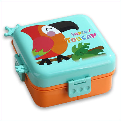 Little Surprise Box, Orange Toucan 2 decker Tiffin/ Lunch and Snack Box for Kids
