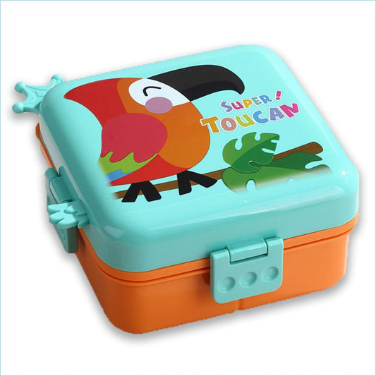 Little Surprise Box, Orange Toucan 2 decker Tiffin/ Lunch and Snack Box for Kids