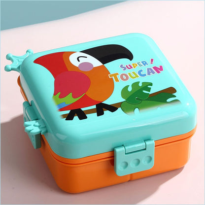 Little Surprise Box, Orange Toucan 2 decker Tiffin/ Lunch and Snack Box for Kids