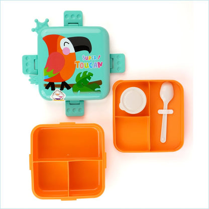 Little Surprise Box, Orange Toucan 2 decker Tiffin/ Lunch and Snack Box for Kids