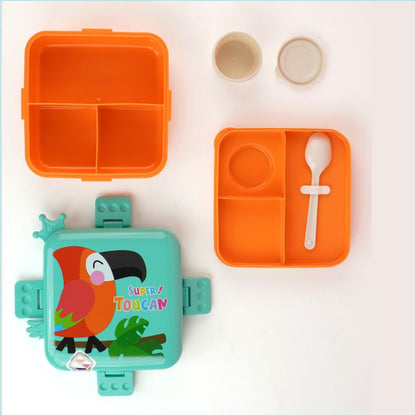 Little Surprise Box, Orange Toucan 2 decker Tiffin/ Lunch and Snack Box for Kids