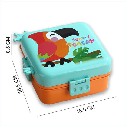 Little Surprise Box, Orange Toucan 2 decker Tiffin/ Lunch and Snack Box for Kids
