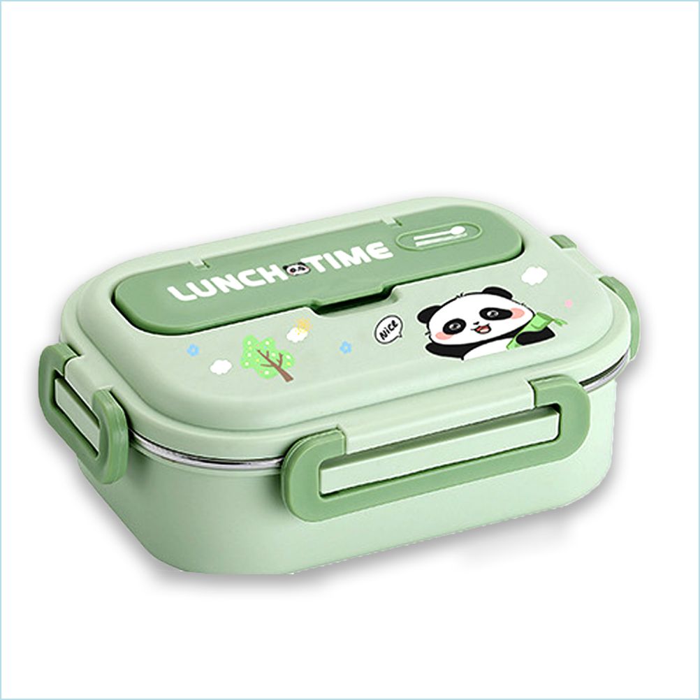 Little Surprise Box, Mint Panda Lunch Time 2 pcs Stainless Steel Kids Lunch Box with matching Lunch Bag