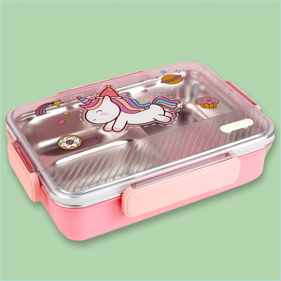 Little Surprise Box, Pink Party Hat Unicorn Big Size Stainless Steel Kids Lunch Box