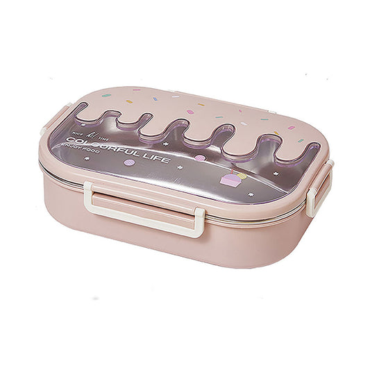 Little Surprise Box Pink Icecream Drip Big Size Stainless Steel Lunch Box with  for Kids & Adults, 1300ml