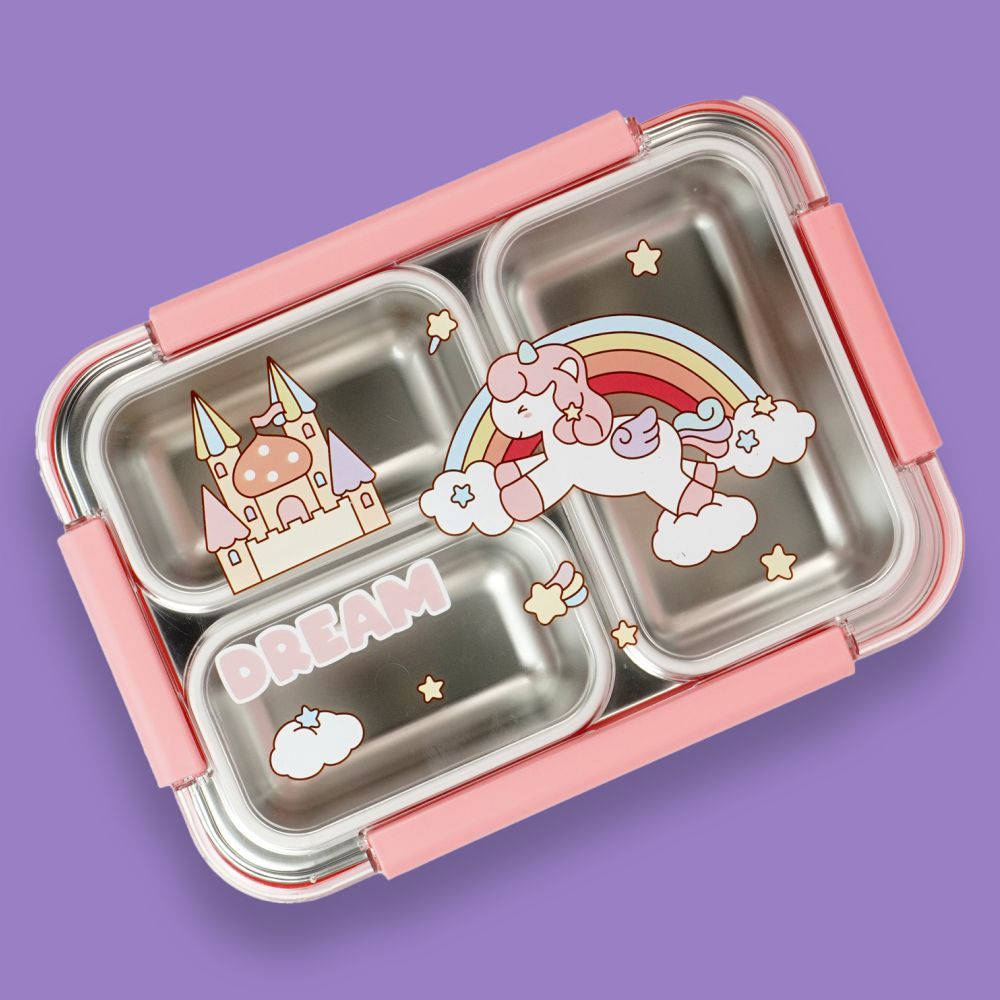 Little Surprise Box, Princess Magic Pink Stainless Steel Kids Lunch Box