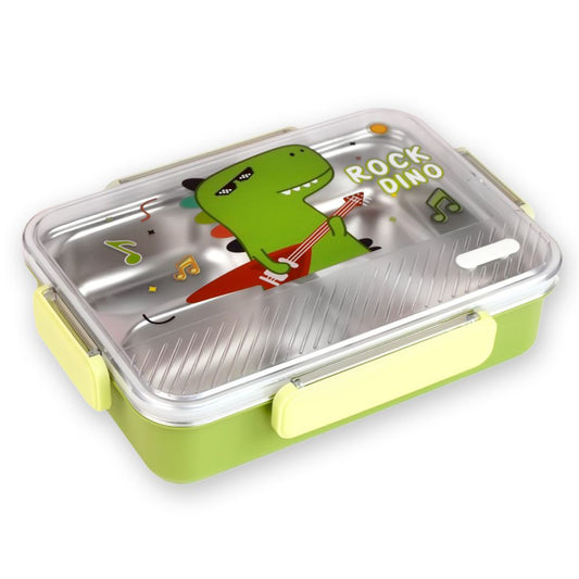 Little Surprise Box, Rock Dino Green Big Size Stainless Steel Kids Lunch Box
